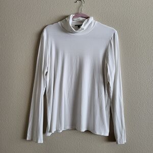 Eileen Fisher White Stretch Turtleneck sz L